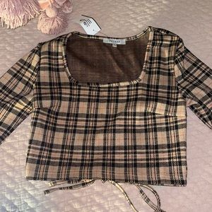 LONG sleeve pattern cropped shirt